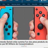 Switch因手柄漂移问题被法国知名杂志评为最脆弱产品